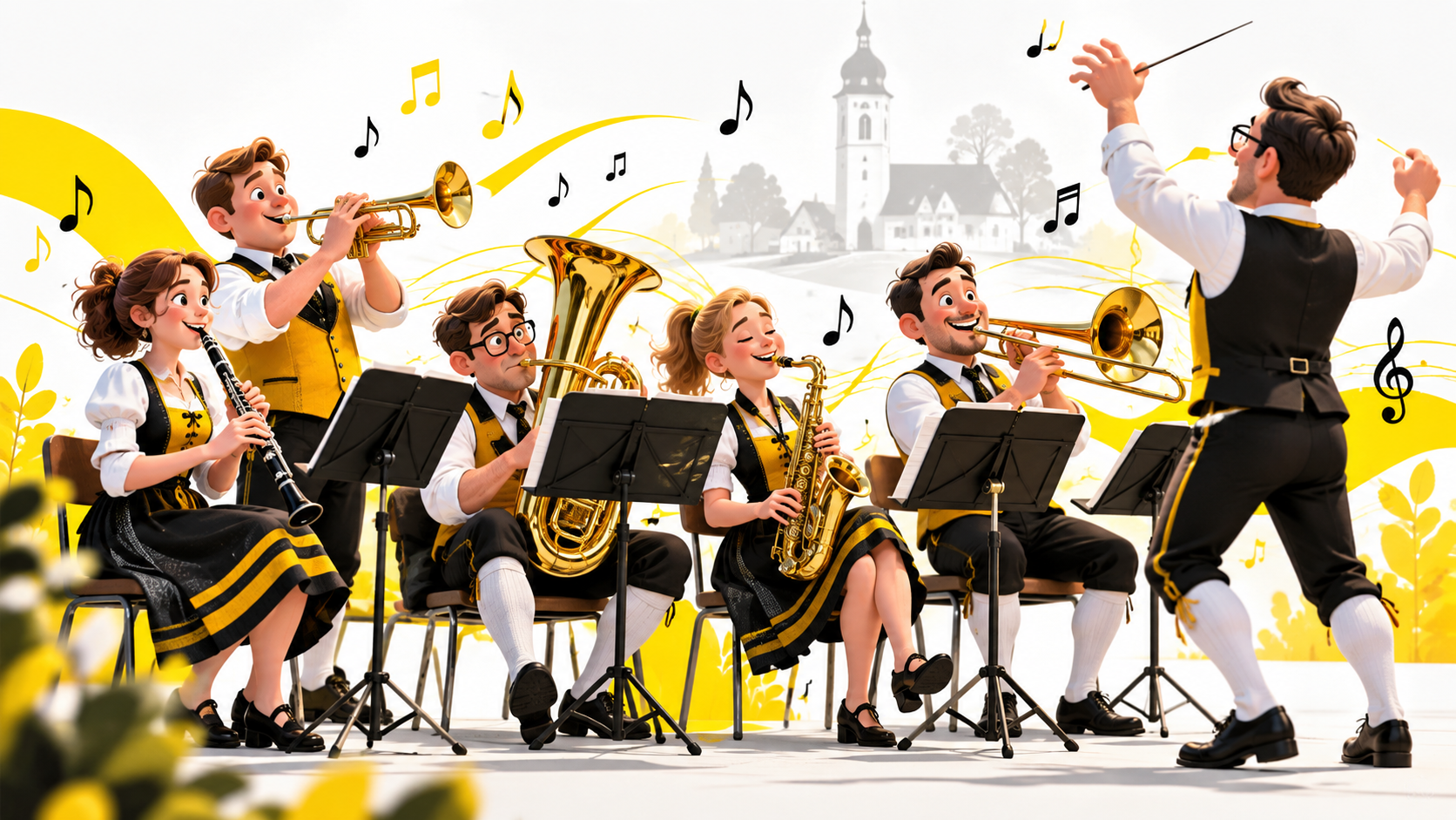 Lustige Illustration einer Musikkapelle